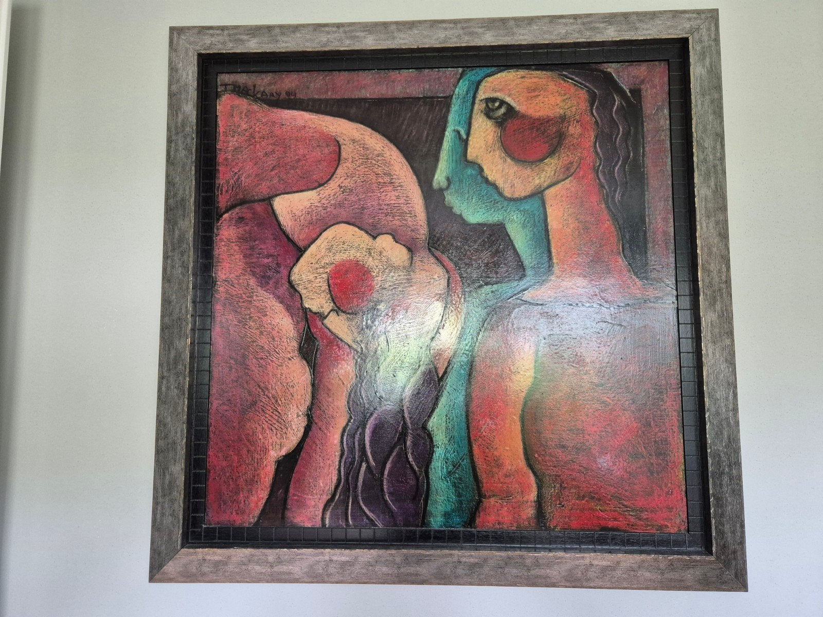 Theo Mackaay 2004, Ophalen, Abstract, Ingelijst, Olieverf