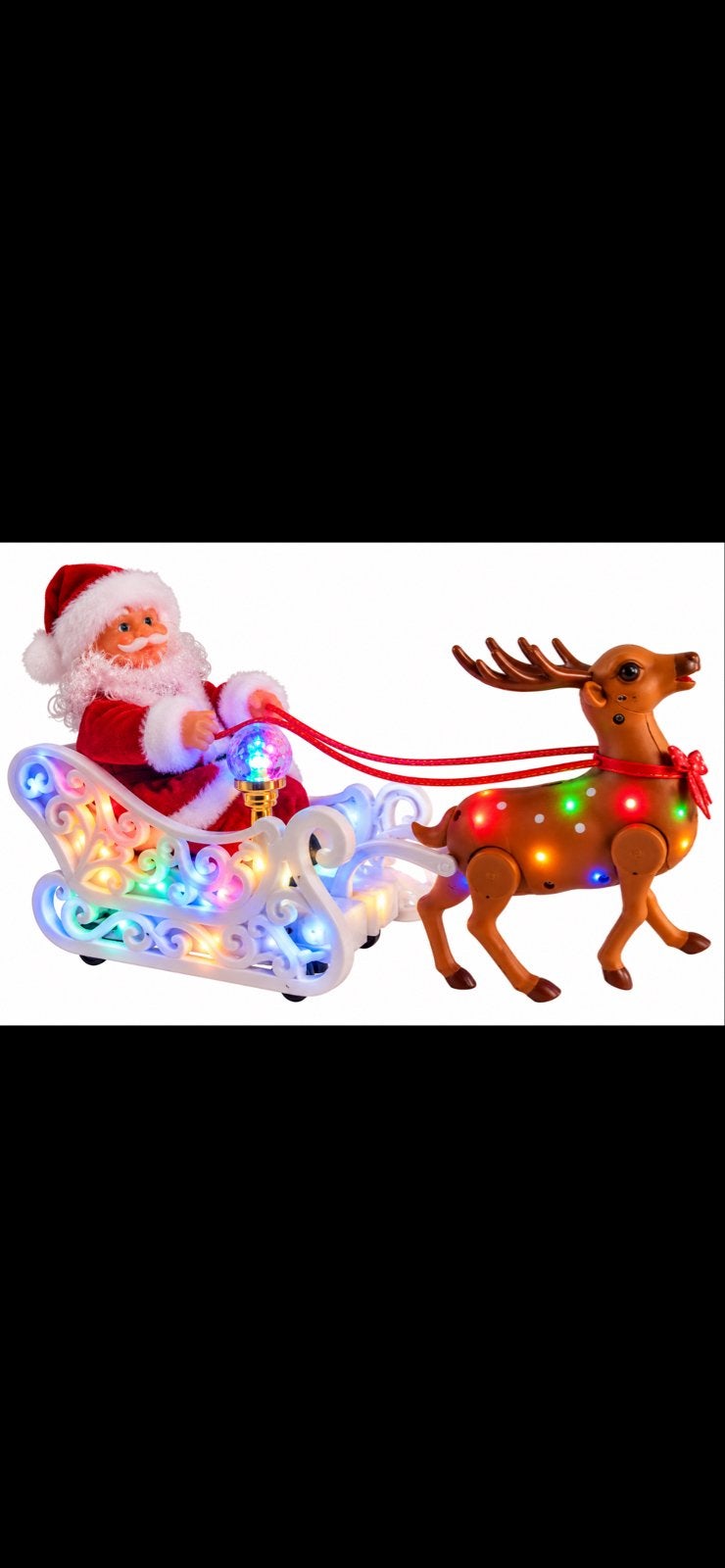 Prachtige kerstman met rendier, slee en verlichting –, Diversen, Ophalen of Verzenden