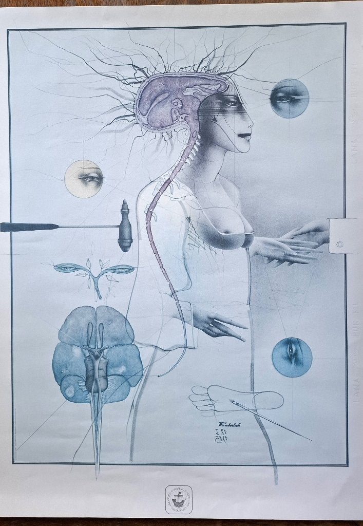 Wereldcongres Neurology, Antiek en Kunst, Kunst | Litho's en Zeefdrukken, Personages en Fantasiefiguren, Ophalen of Verzenden
