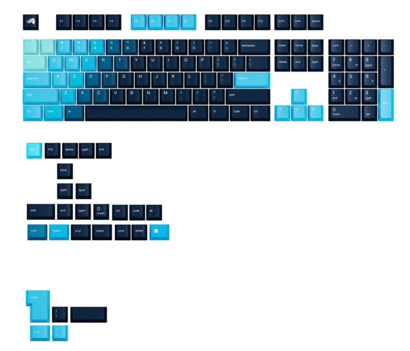 Keycaps voor mechanisch toetsenbord - Blauw/Zwart, Computers en Software, Toetsenborden, Ophalen of Verzenden, Qwerty, Nieuw