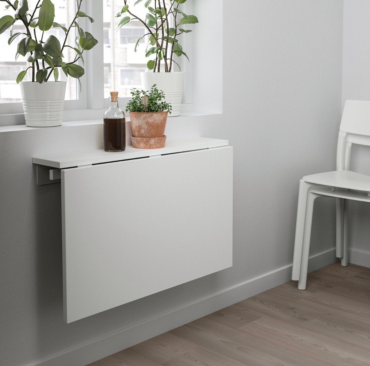 IKEA Norberg inklapbaar bureau - wandgemonteerd, Ophalen, Gebruikt, Spaanplaat of MDF, IKEA