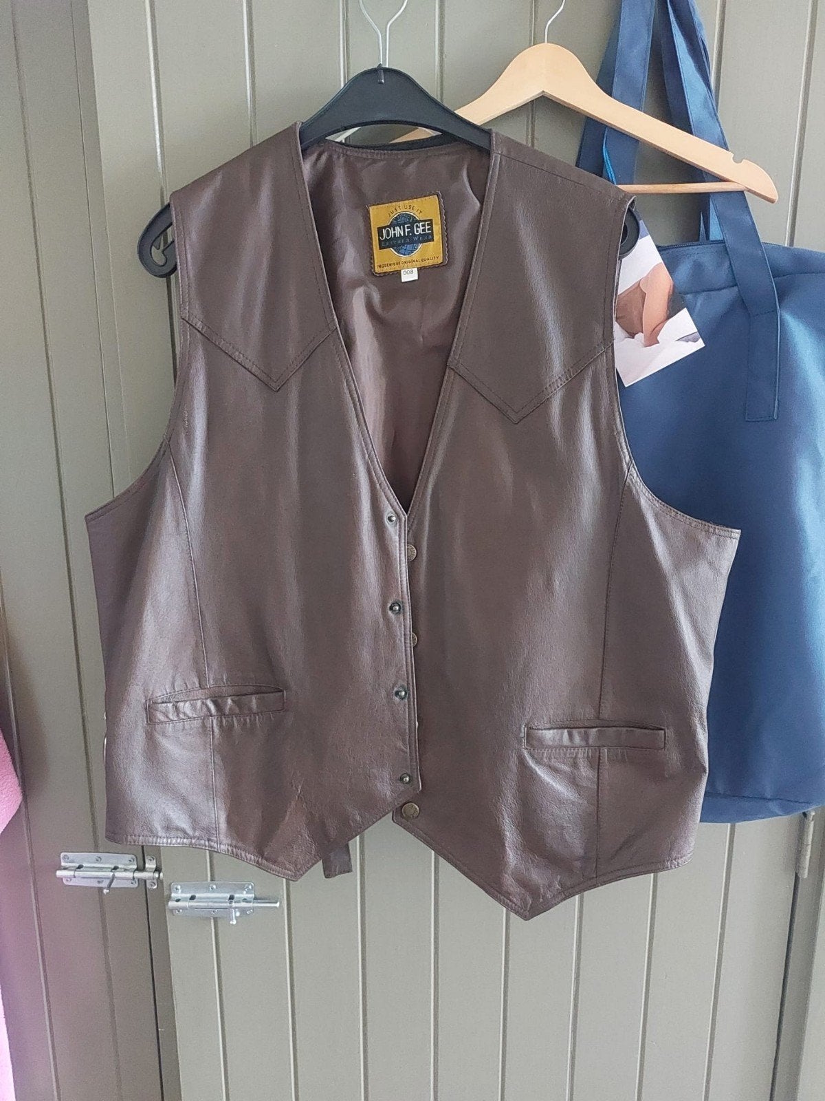 Bruin Leren Vest John F. Gee - Maat 008, Ophalen of Verzenden, Gedragen, John F. Gee