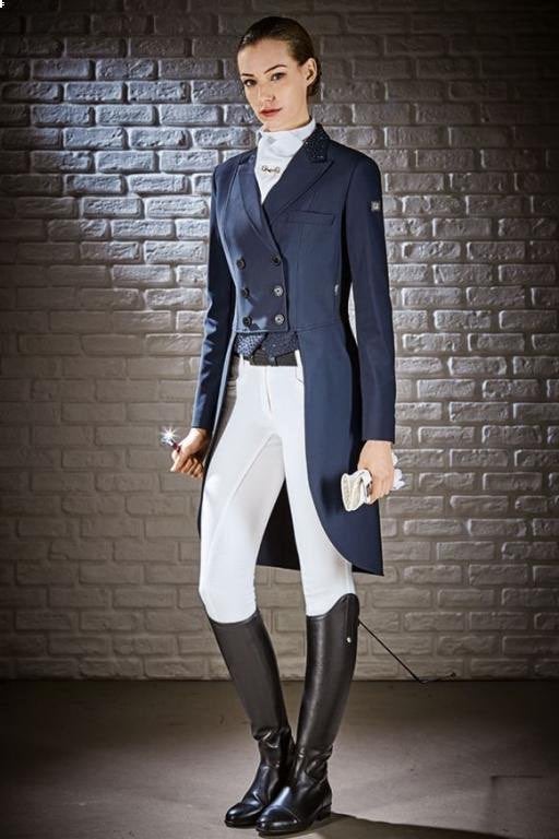Tailcoat Equiline donkerblauw met bling, Dieren en Toebehoren, Blauw, Inclusief opbergtas, Dressuur, Overige merken