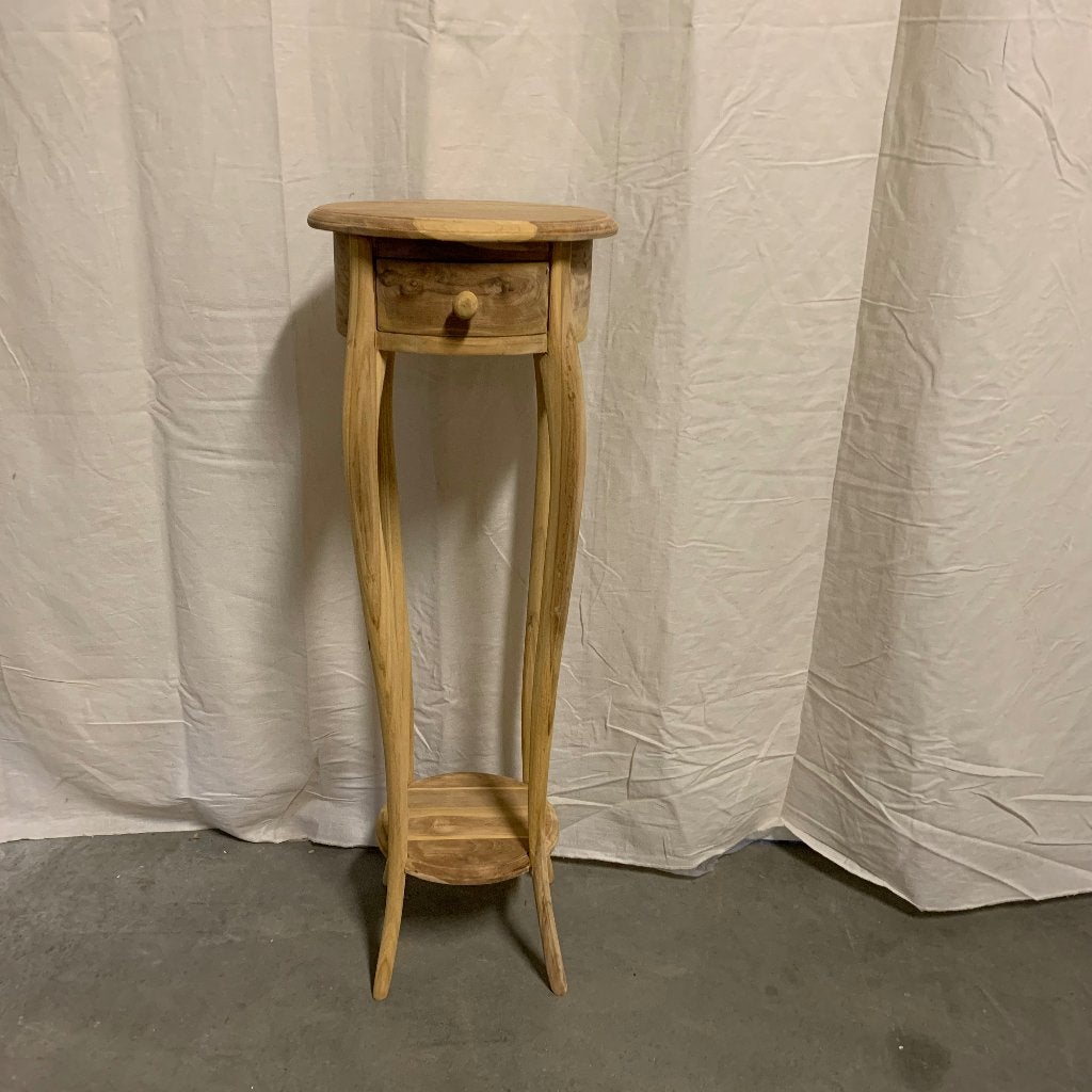 ronde bijzettafel - 30 x 30 cm - teak - Gratis bezorgd, TTM Wonen, Meubels – (Perzische) Tapijten en Woonaccessoires, Minder dan 55 cm