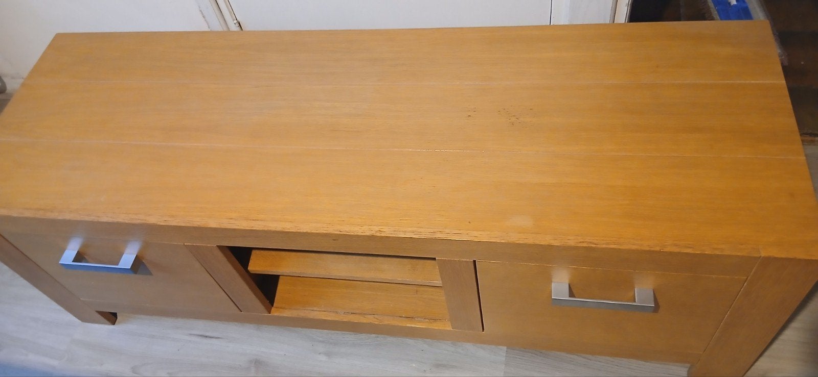 Houten TV-kast met lades, Ophalen, Gebruikt, 100 tot 150 cm, Minder dan 100 cm