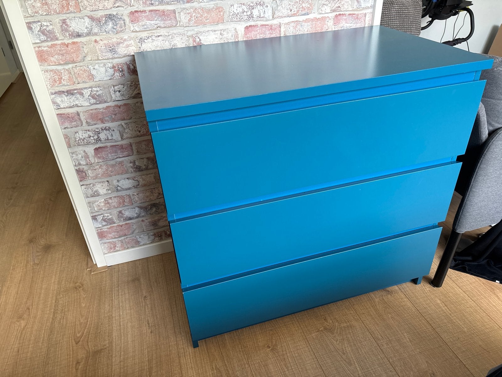 IKEA MALM ladekast met 3 laden - Blauw, Ophalen, Gebruikt, 50 tot 100 cm, 3 of 4 laden