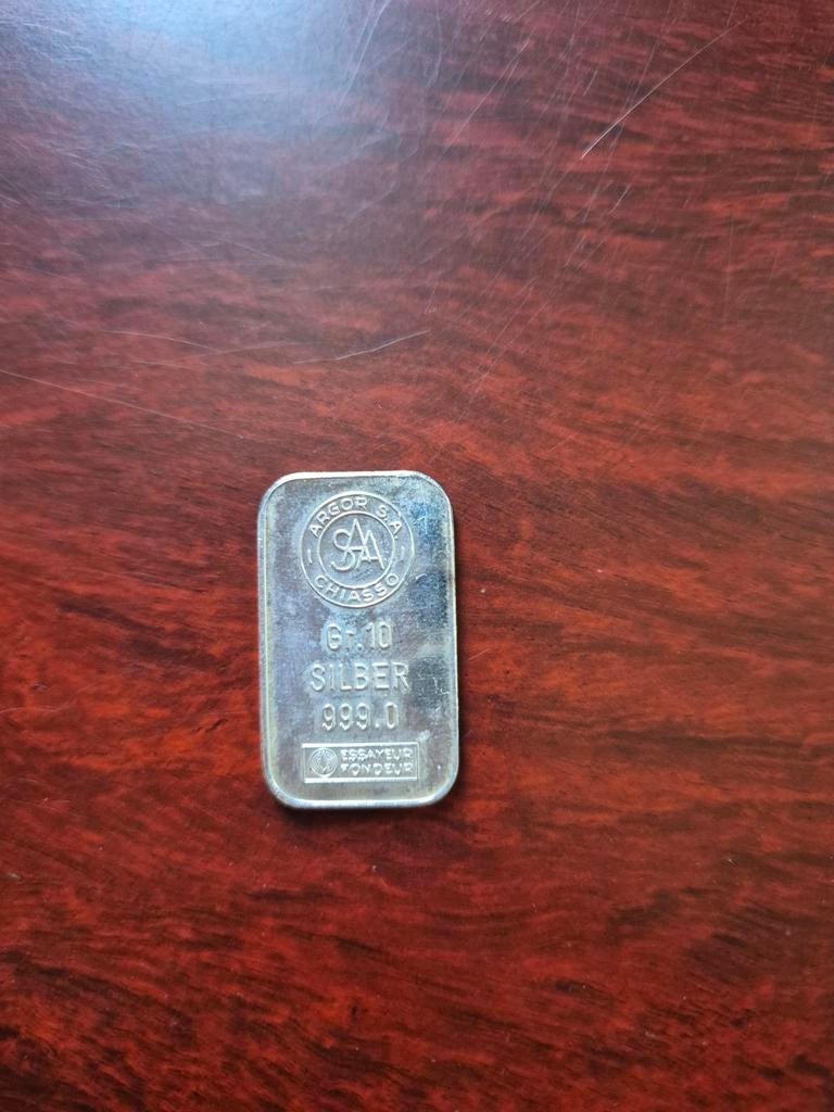 0.999 zilverbaar 10 gram Argor Chiasso, Ophalen of Verzenden, Zilver