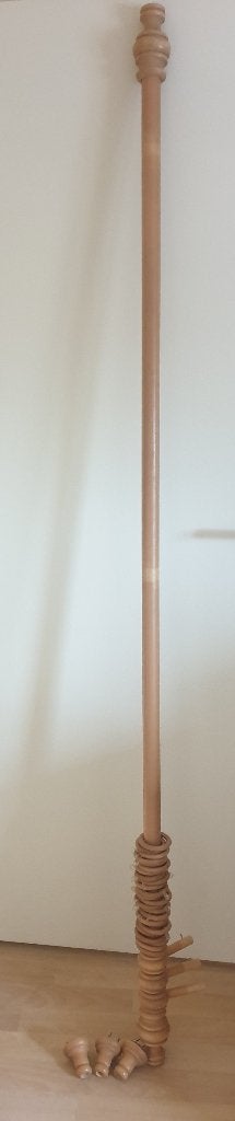houten gordijnroede 2.10m + ringen en eindstukken, Ophalen