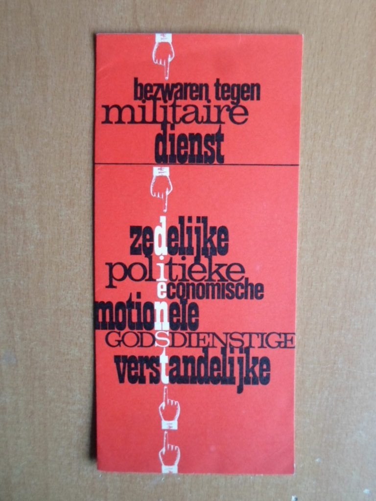 Folder Bezwaren tegen militaire dienstplicht, ca 1970, Ophalen of Verzenden, Tweede Wereldoorlog, Zo goed als nieuw