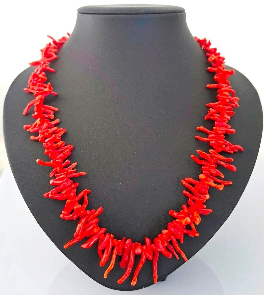 Schitterende Antieke Bloedkoraal & Sterling Zilver Ketting, Ophalen of Verzenden, Zilver, Ketting, Met edelsteen