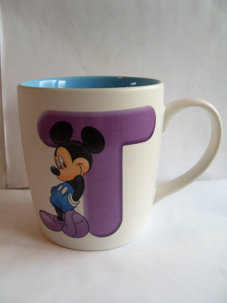 Disneyland Parijs Beker Disney Mickey Mouse Letter T Mok, Ophalen of Verzenden, Mickey Mouse, Zo goed als nieuw, Servies
