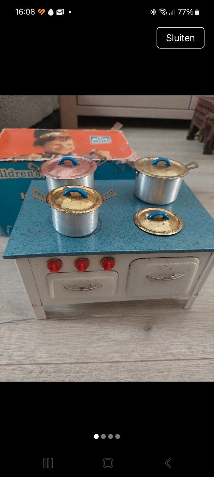 Vintage metalen speelgoedfornuis uit de jaren '50, Ophalen of Verzenden