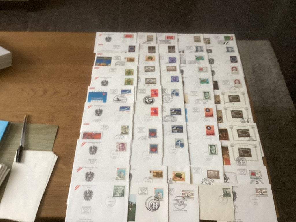 55 stuks Oostenrijk Heb ook Nederland jaargangen fdc 1963 tm, Postzegels en Munten, Ophalen of Verzenden, Onbeschreven, Europa