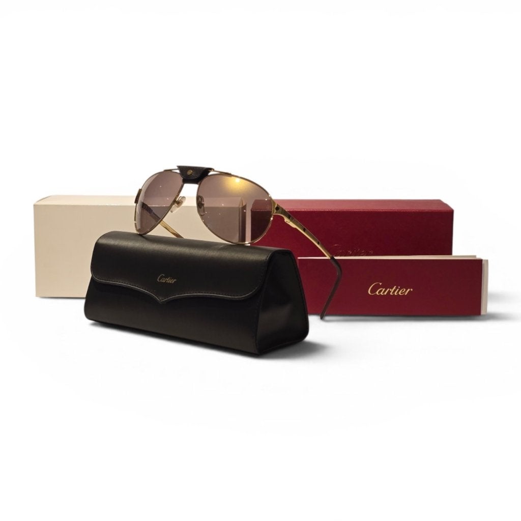 Cartier Zonnebril Santos Dumont Gold Limited Edition | ZGAN, Cartier, Gebruikt, Support@cartier.com, 13 Rue de la Paix, 75002 Paris
France