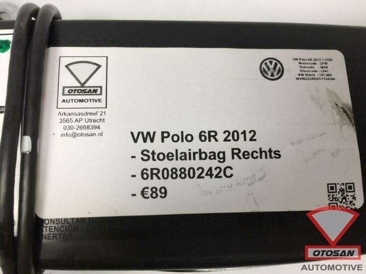 vw polo 6r vag stoelairbag stoel airbag rechts 6r0880242c, Gebruikt, Volkswagen, Volkswagen AG, Berliner Ring 2
38440  Wolfsburg, DE