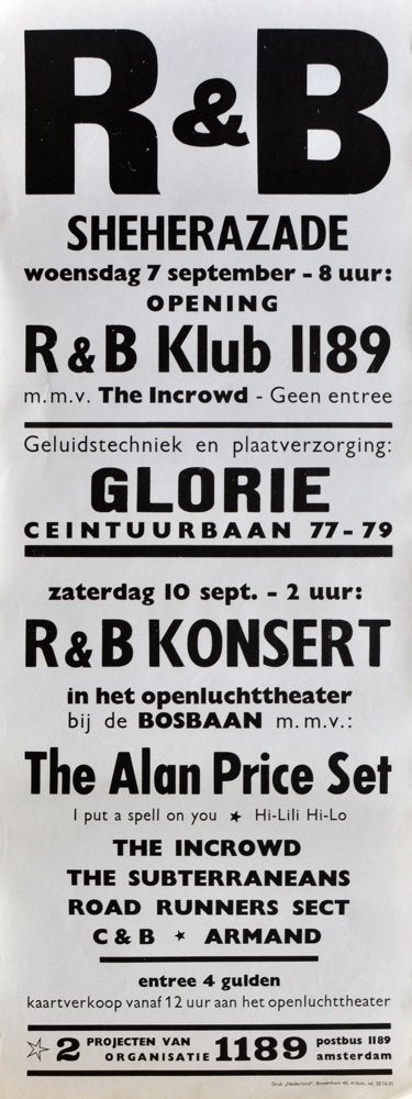 Concert poster 1966 The Alan Price Set,The Incrowd Cuby, Gebruikt, Verzenden, Onbekend, Onbekend