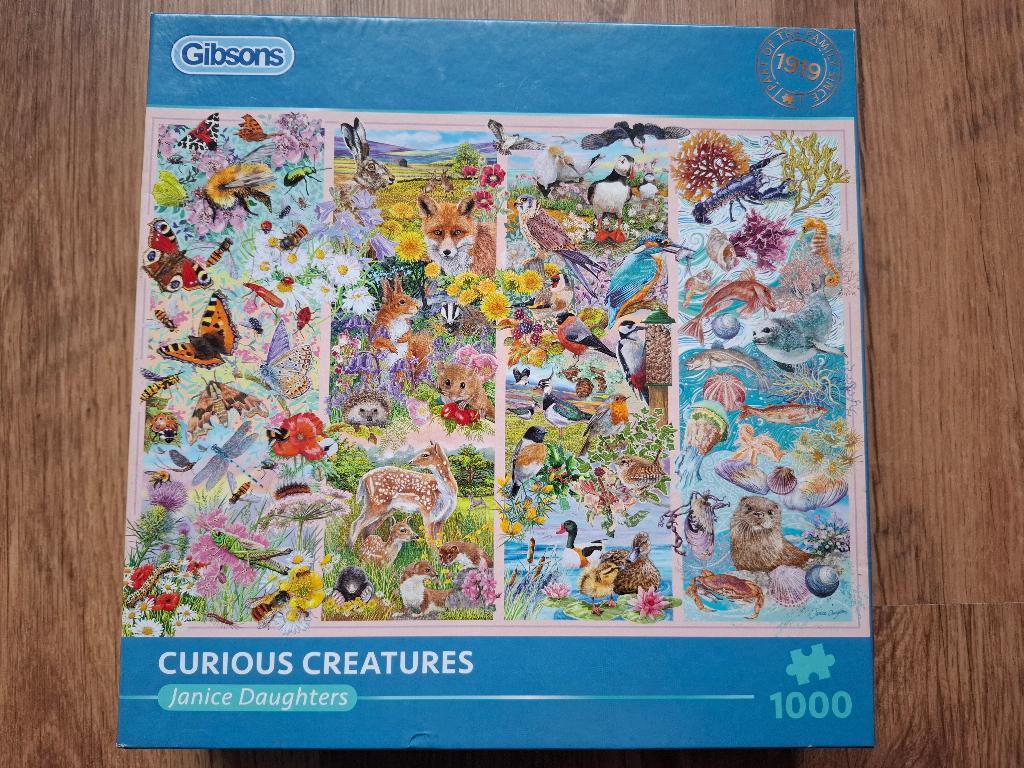 GIBSONS Puzzel - Curious Creatures - 1000 Stukjes, Ophalen of Verzenden, 500 t/m 1500 stukjes, Zo goed als nieuw, Legpuzzel
