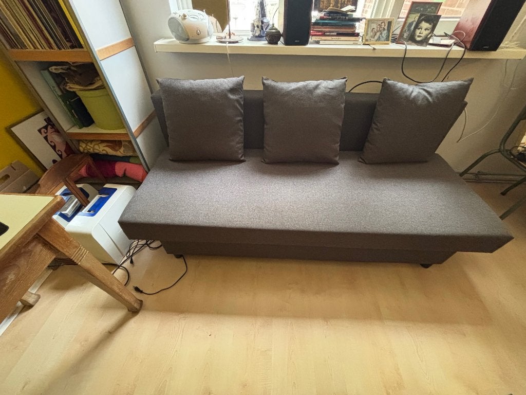 IKEA 3-zits slaapbank (ASARUM), Huis en Inrichting, Slaapkamer | Slaapbanken, Ophalen, Gebruikt, Grijs, 190 cm of minder