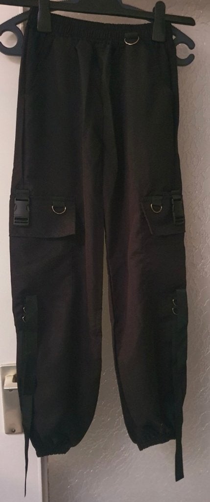 Stoere unisex Cargo Broek met Banden \ Gespen Maat: XS\S, Zwart, Nieuw, Ophalen of Verzenden, Maat 34 (XS) of kleiner