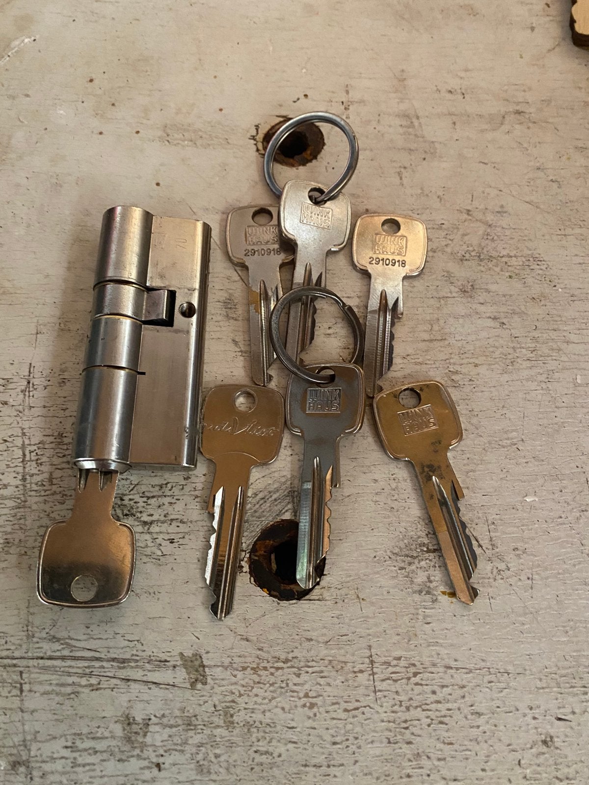 Cilinderslot Winkhaus, 7 sleutels, Doe-het-zelf en Verbouw, Ophalen of Verzenden, Gebruikt, Rvs, Slot
