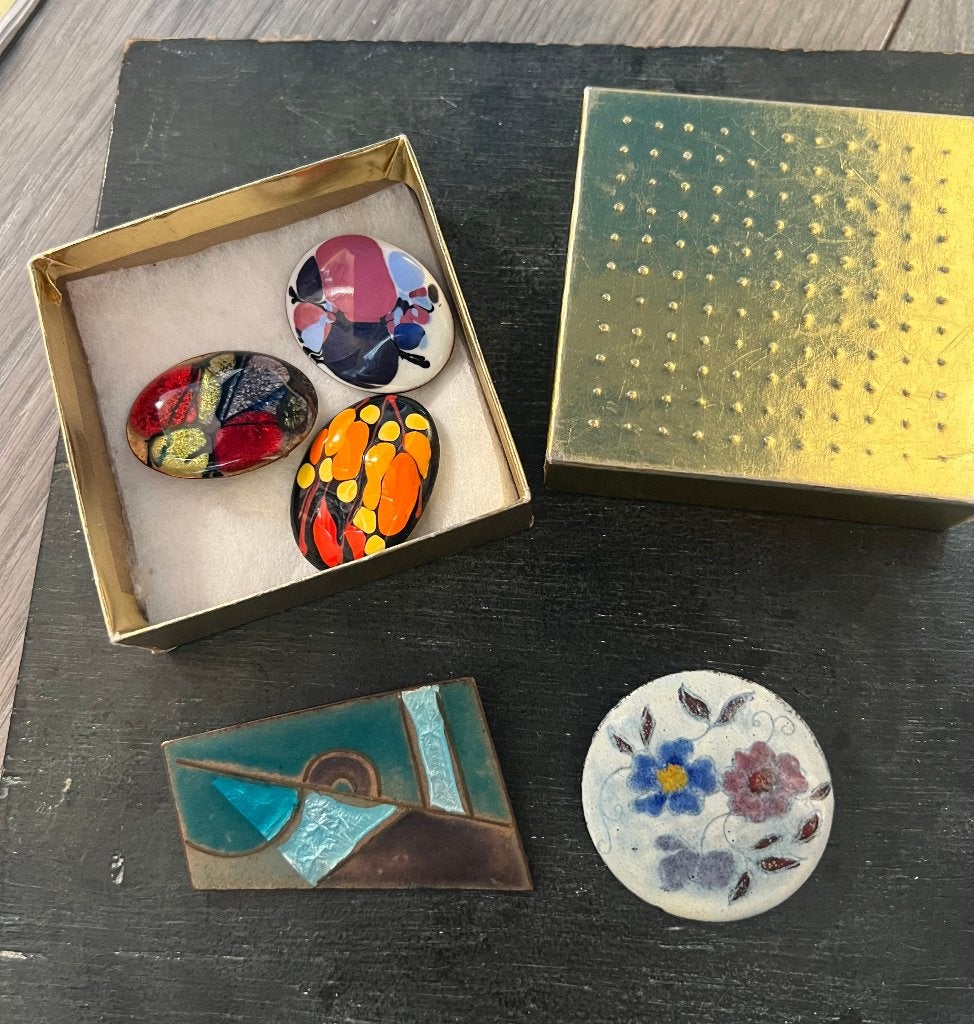 Vintage designers broches emaille uniek design spelden boho, Sieraden, Tassen en Uiterlijk, Broches, Ophalen of Verzenden, Zo goed als nieuw