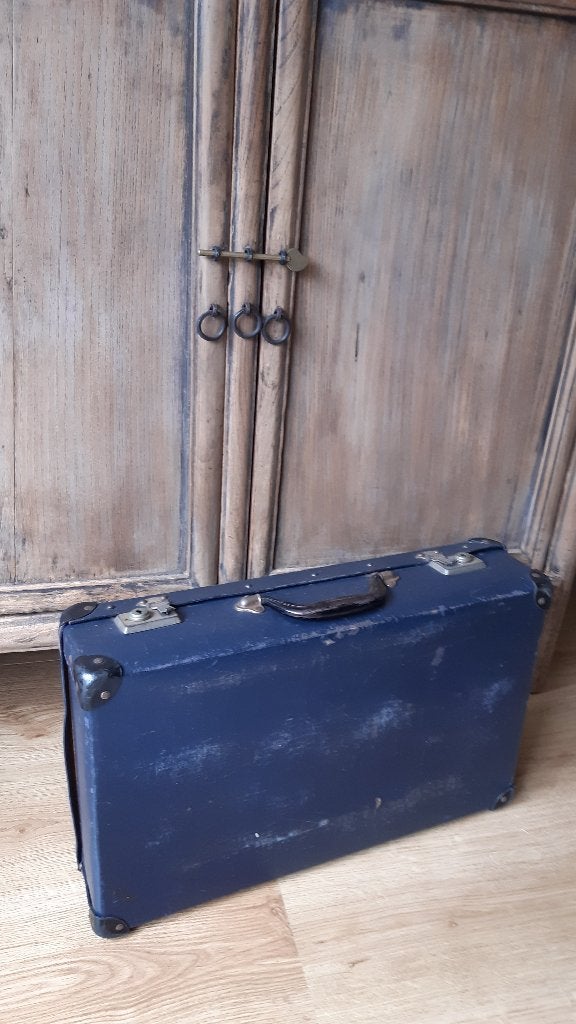 Koopje! Oude vintage koffer d.blauw  | schoolkoffer, Ophalen of Verzenden