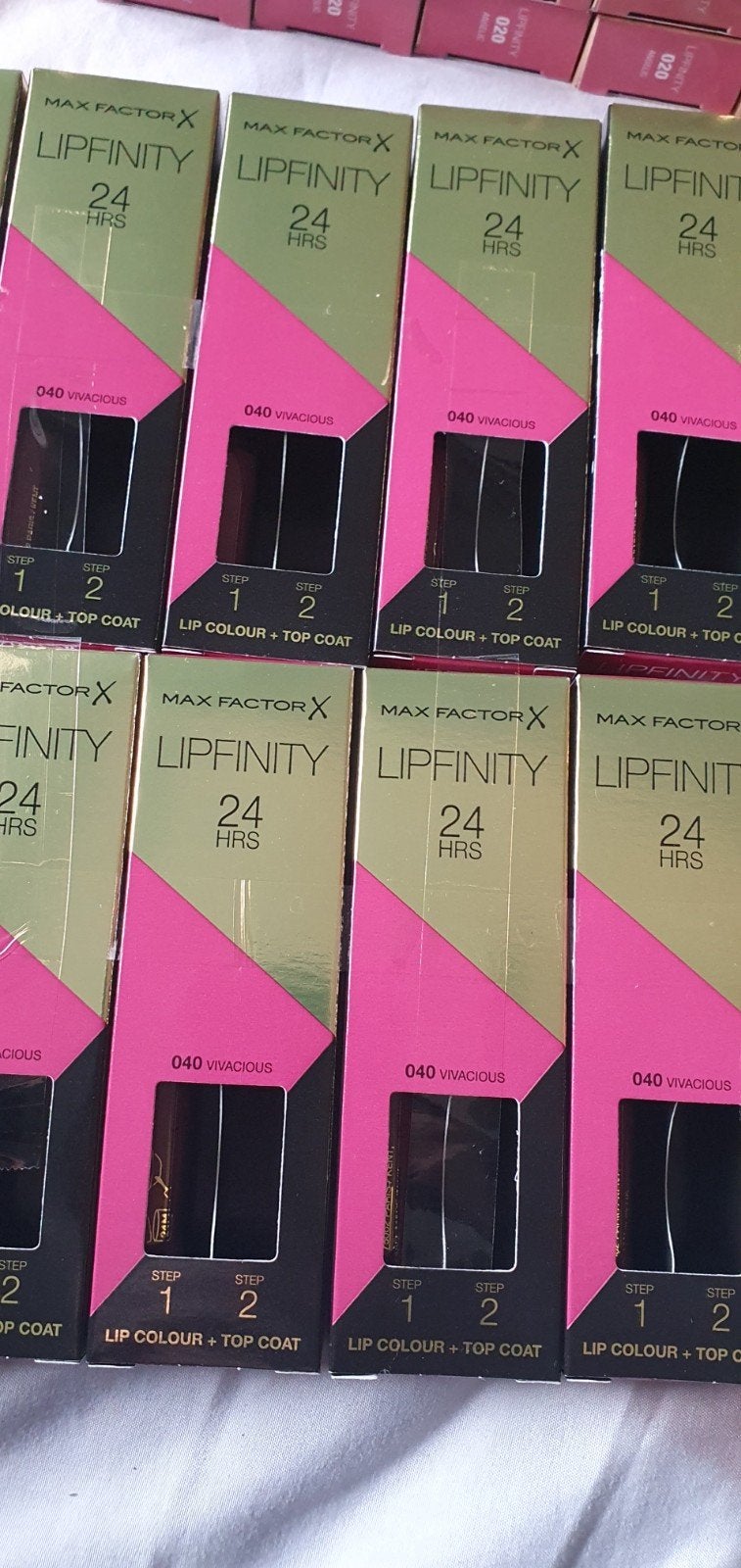 Max Factor Lipfinity 040 Vivacious - 10 stuks zonder topcoat, Verzenden