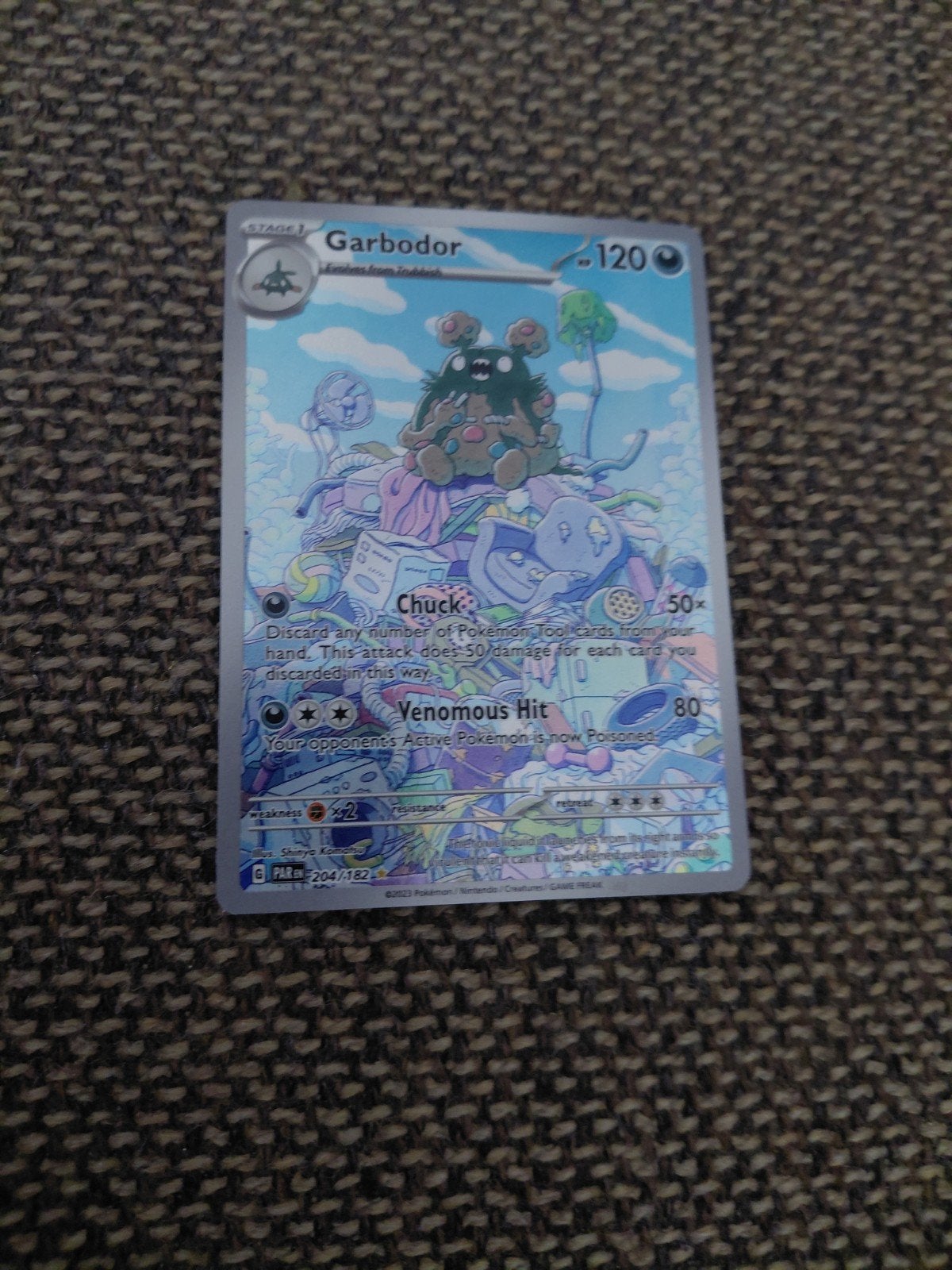 Garbodor VMAX Pokémon Kaart - Full Art, Ophalen of Verzenden, Zo goed als nieuw, Losse kaart, Foil