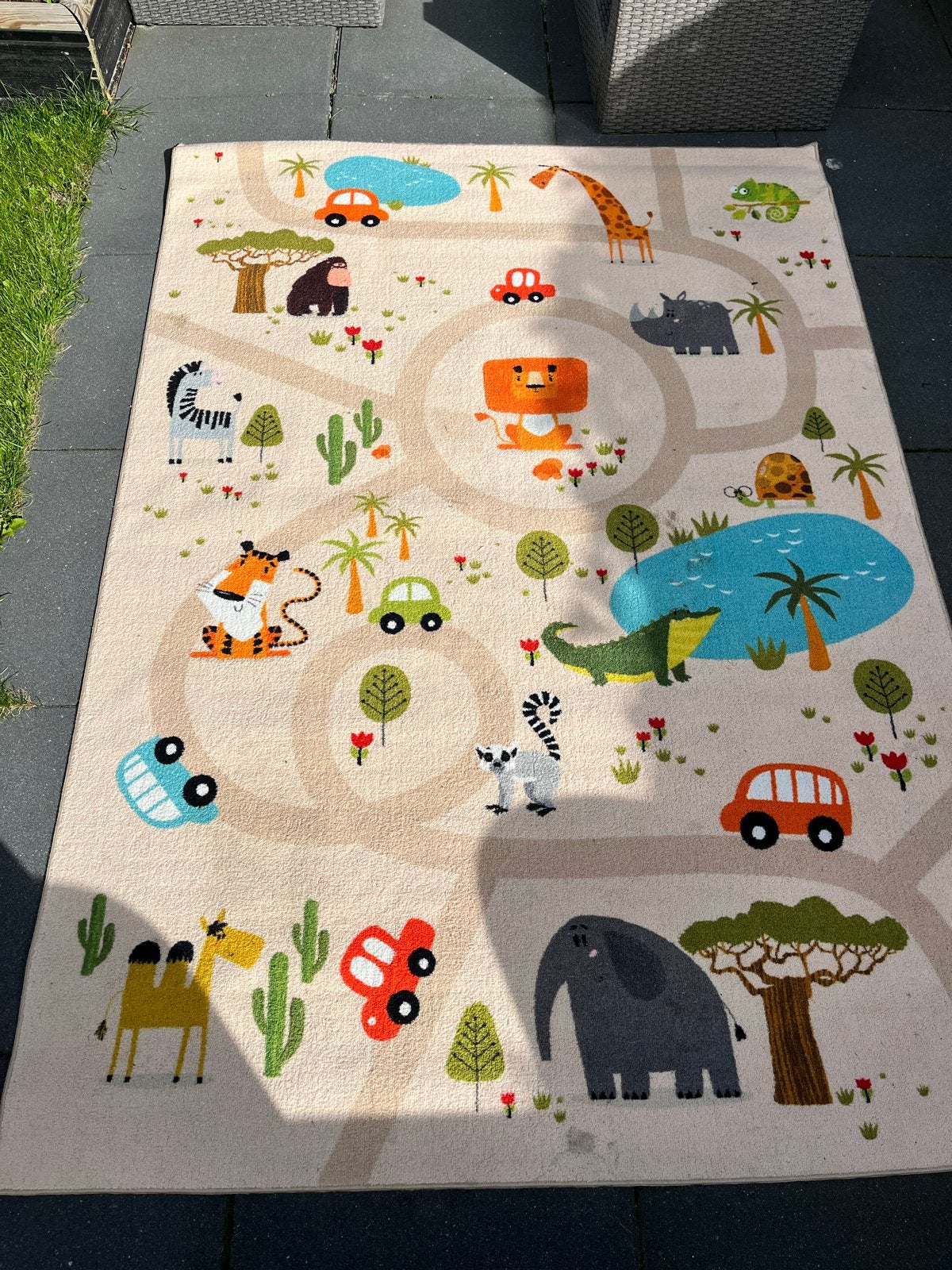 Leuk speelkleed met dieren en wegen (140x200), Ophalen of Verzenden, Gebruikt