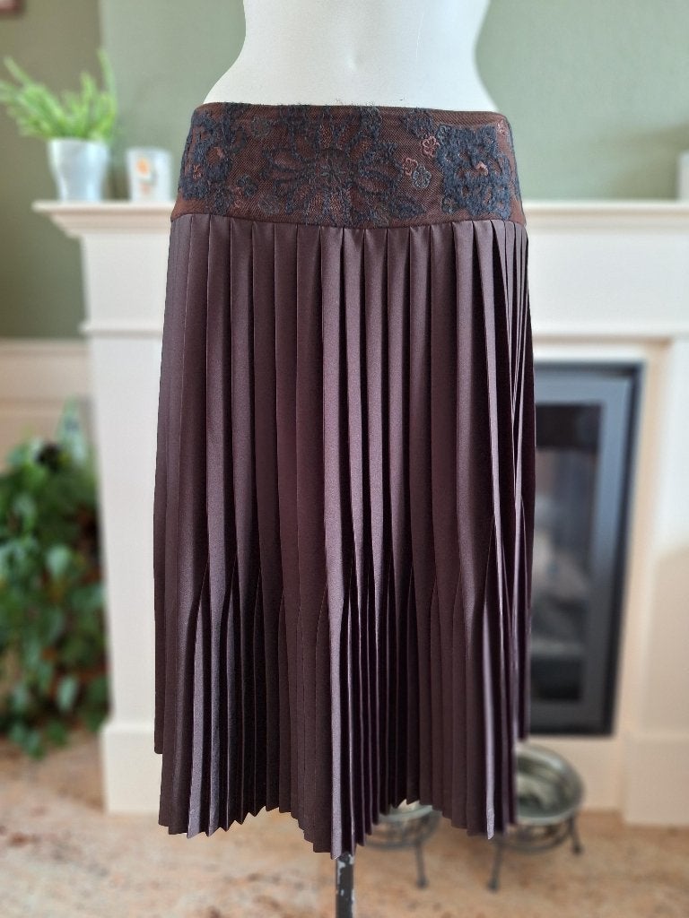 Sonia Bogner bruine plissé rok M 38 winter, Maat 38/40 (M), Bruin, Verzenden, Bogner