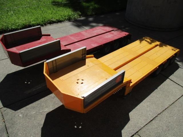 bruder gele/rode dieplader, Kinderen en Baby's, Speelgoed | Speelgoedvoertuigen, Ophalen, Gebruikt