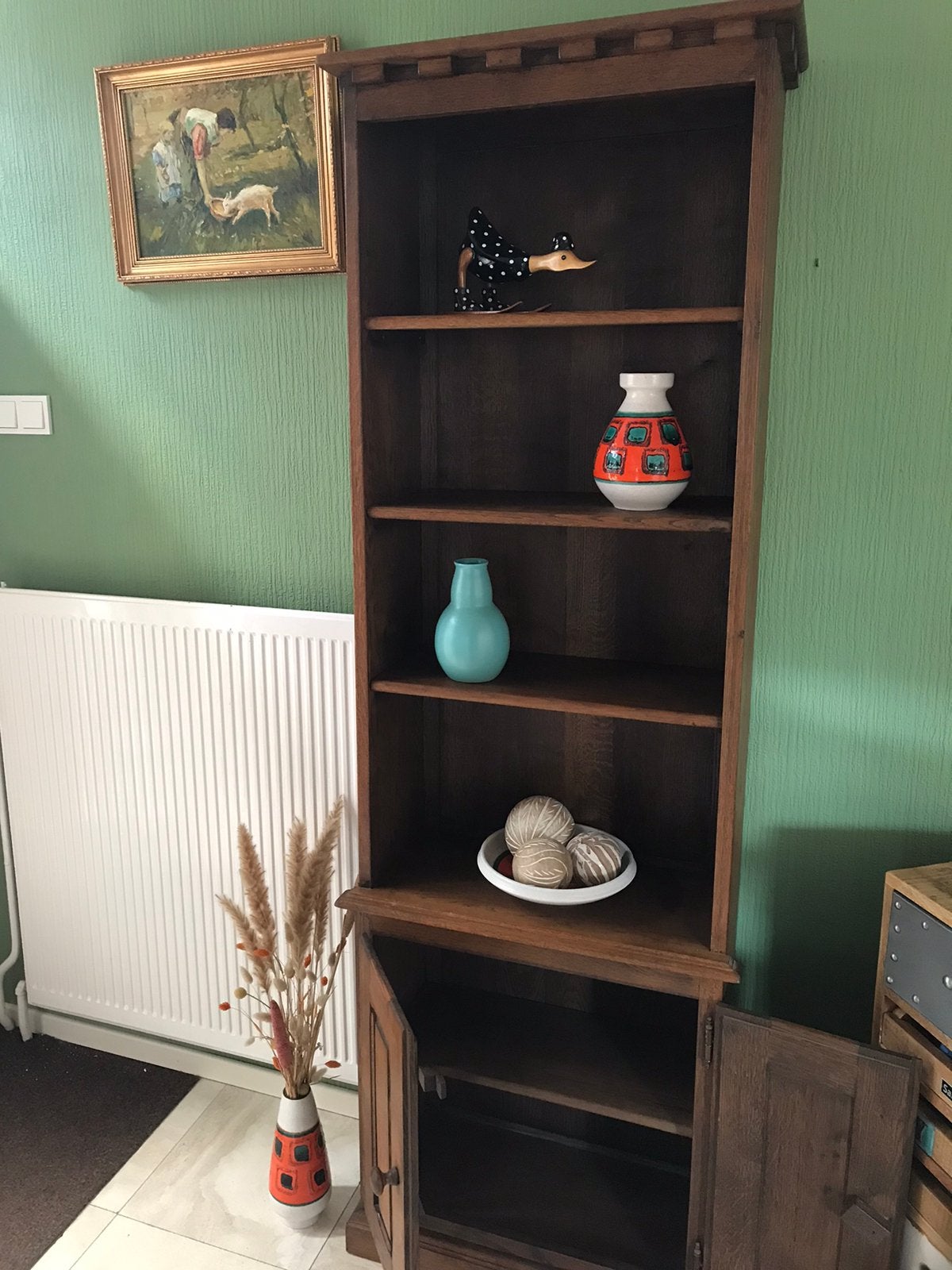 Mooie Koloniale boekenkast, Zo goed als nieuw, 150 tot 200 cm, 25 tot 50 cm, 50 tot 100 cm