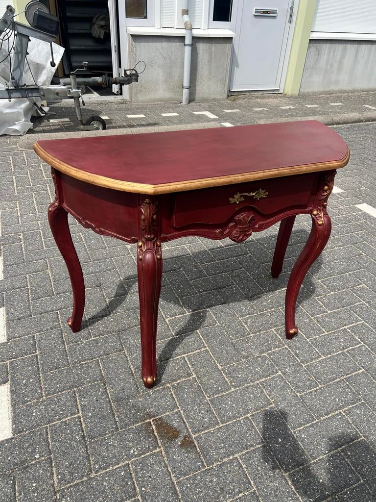 Antieke Console Tafel - Rood met Goudaccenten, Ophalen