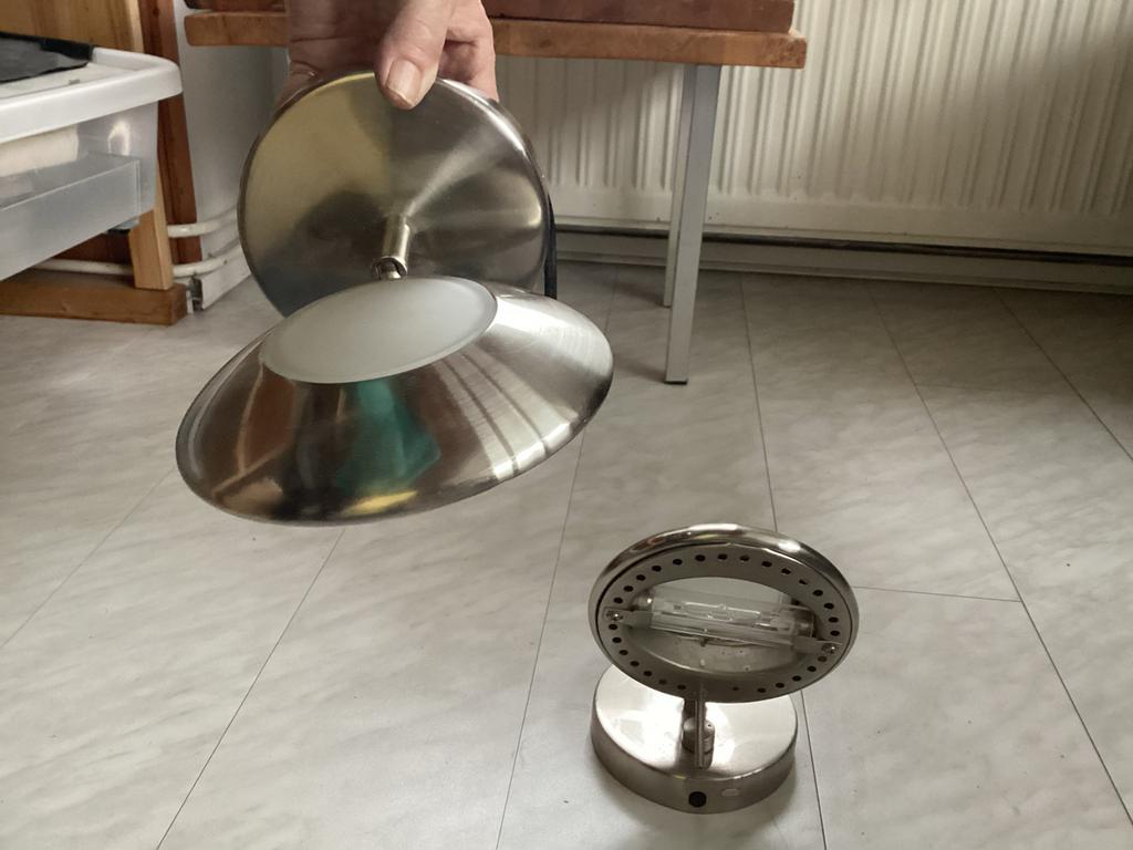 Moderne RVS leeslamp/wandlamp - set van 2, Huis en Inrichting, Lampen | Overige, Gebruikt, Ophalen