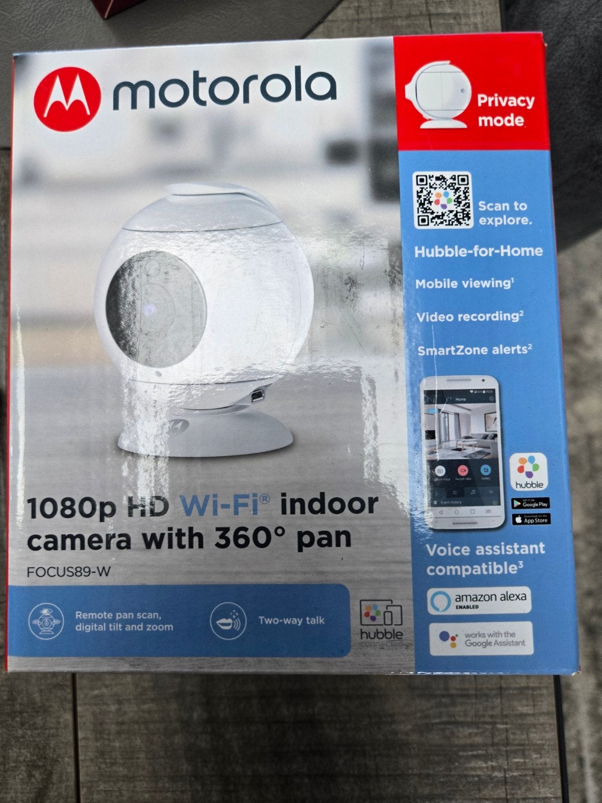 Motorola FOCUS89-W 1080p HD Wi-Fi Binnencamera 360 pan, Ophalen of Verzenden, Nieuw, Binnencamera