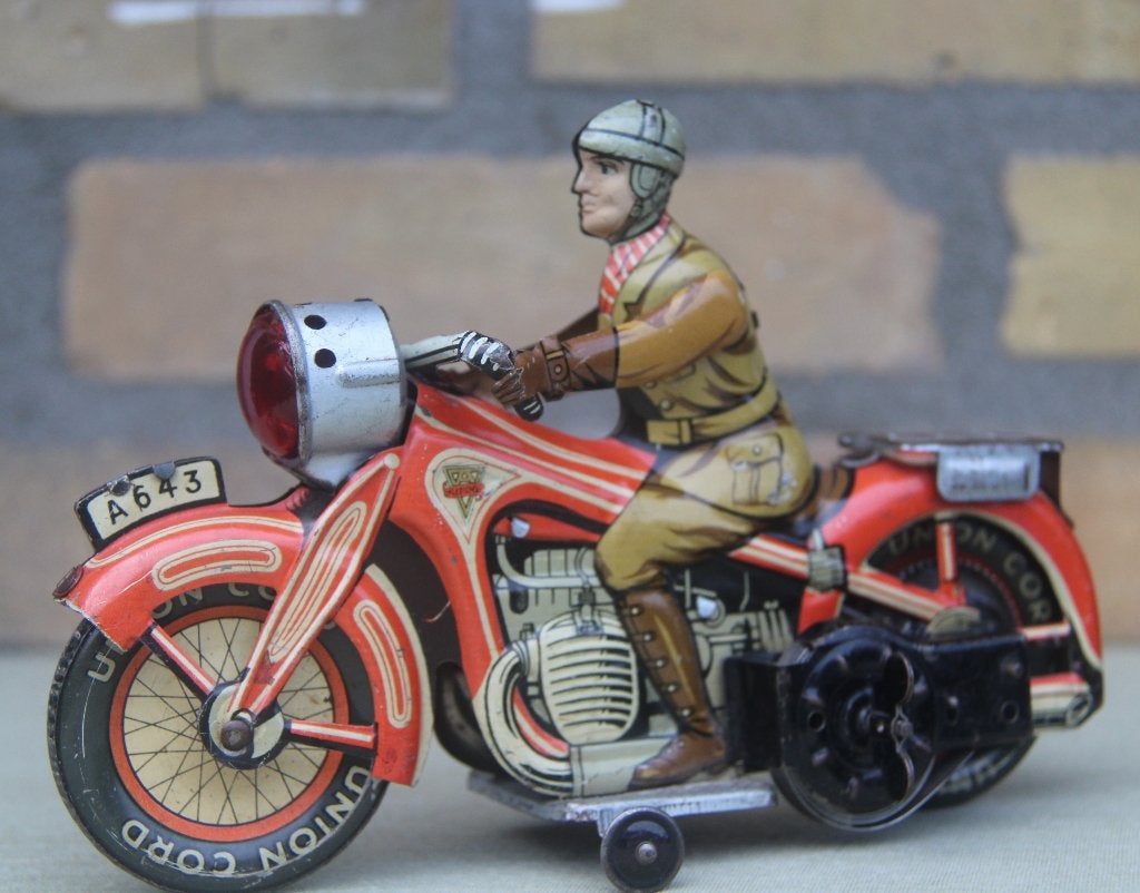 nette motorfiets van arnold ong 19 cm. lang, Antiek en Kunst, Antiek | Speelgoed, Ophalen of Verzenden