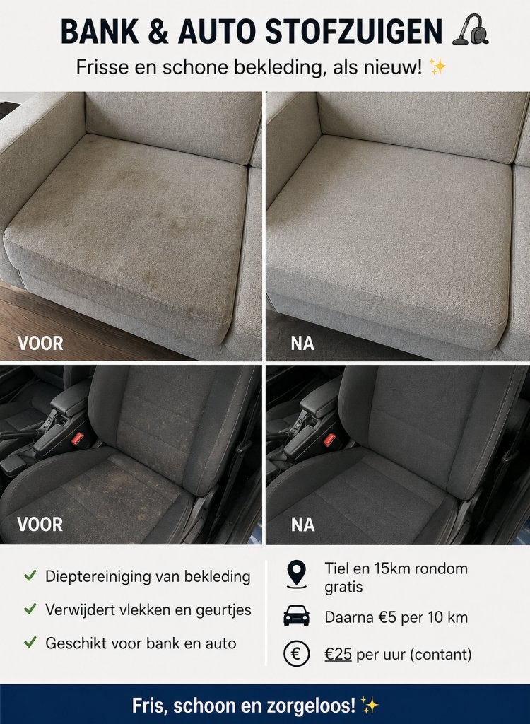 Hulp aangeboden bij reinigen van autobekleding, Ophalen, Nieuw