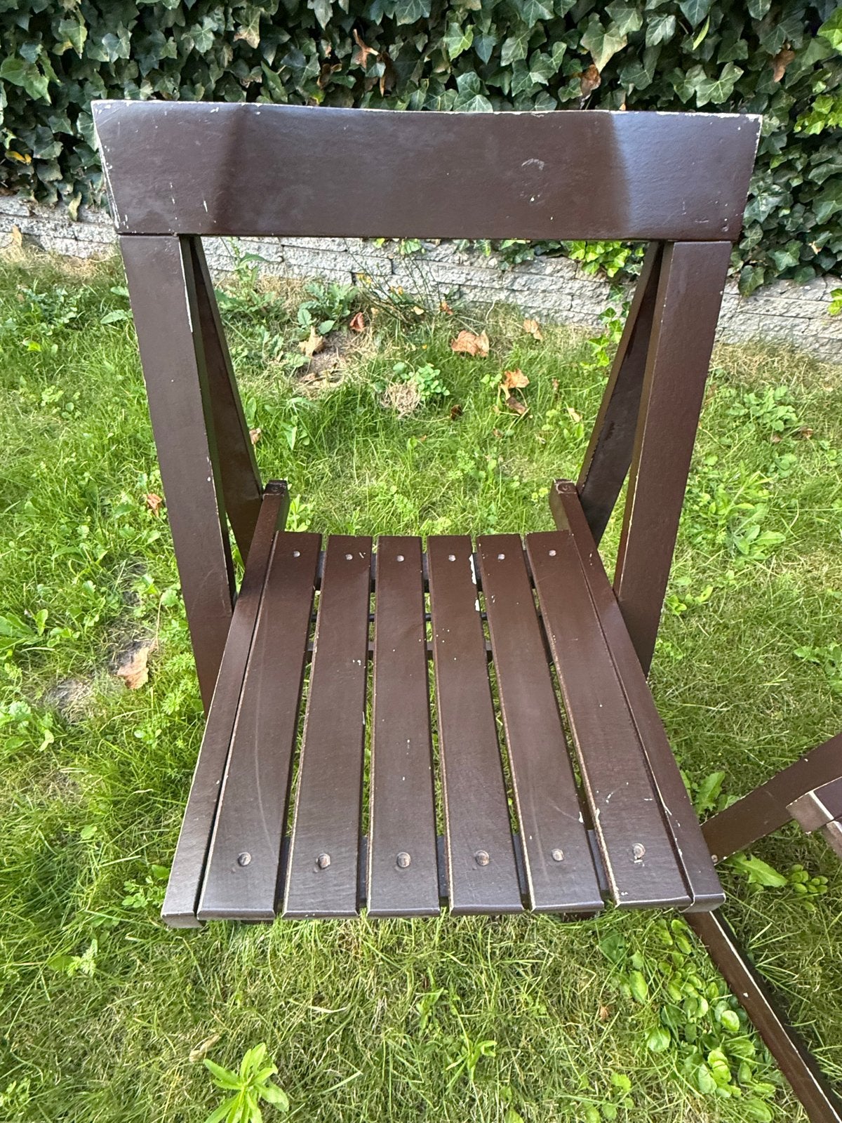 Vintage klapstoelen, Huis en Inrichting, Stoelen, Ophalen, Gebruikt, Twee, Bruin