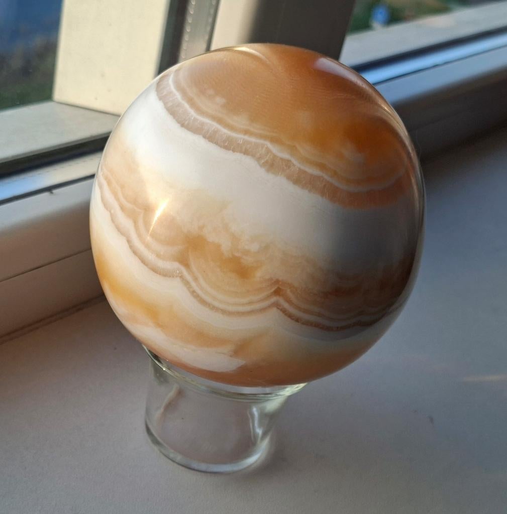 Bol van oranje calciet, 10 cm diameter, Ophalen, Mineraal