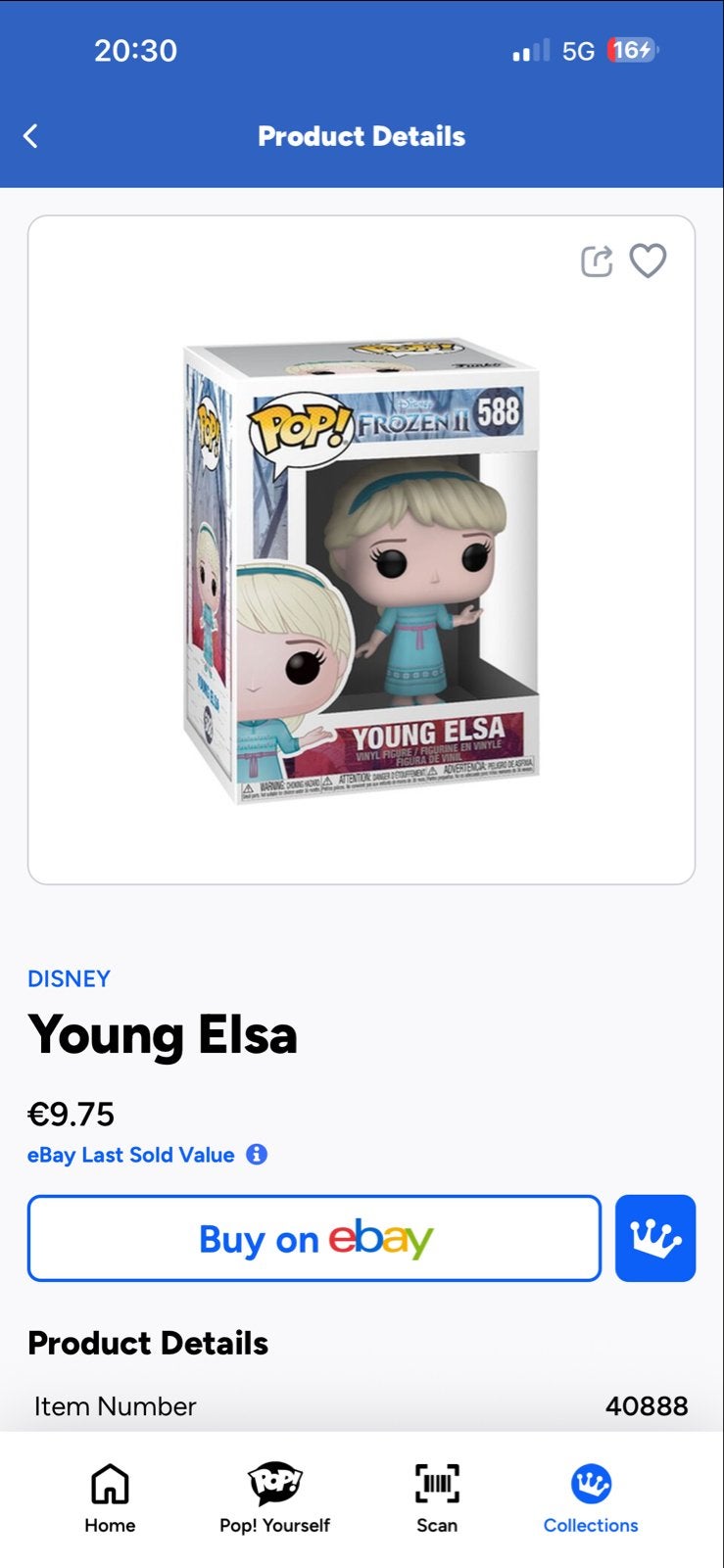 Funko Pop! Disney Frozen II Young Elsa #588, Ophalen of Verzenden, Zo goed als nieuw