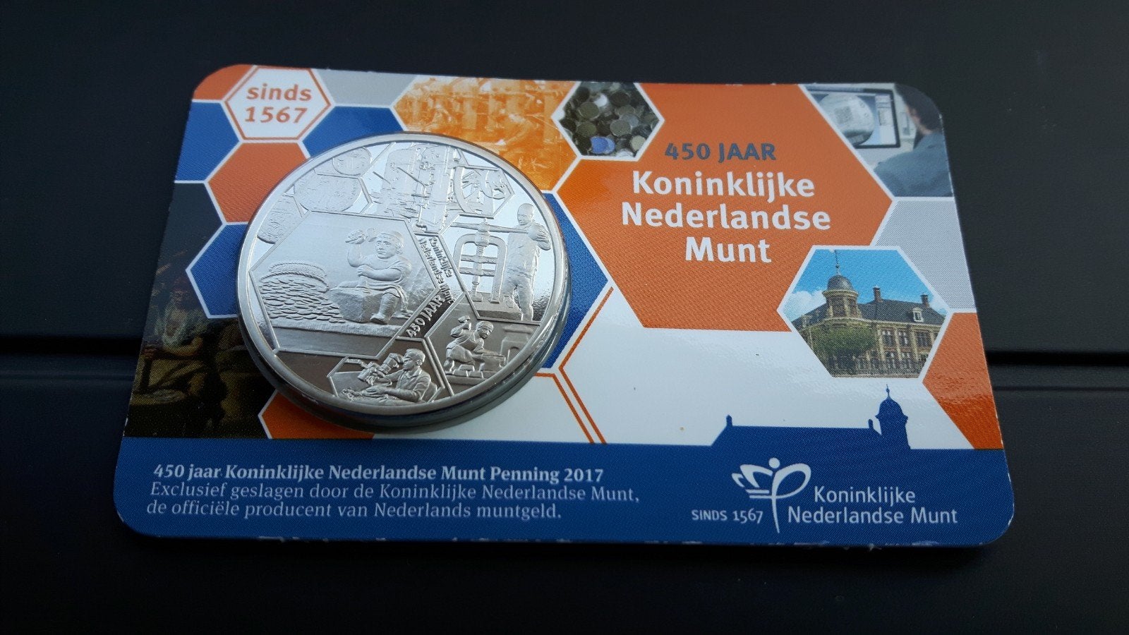 Penning 450 jaar KNM in coincard 2017, Ophalen of Verzenden, Overige materialen, Nederland