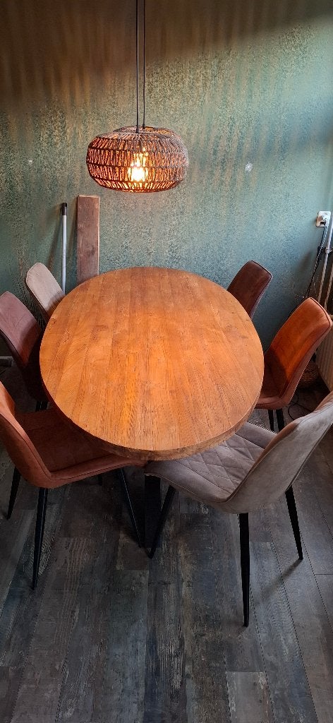 Izgst ovalen eettafel, Ophalen, Teakhout, 200 cm of meer, 50 tot 100 cm