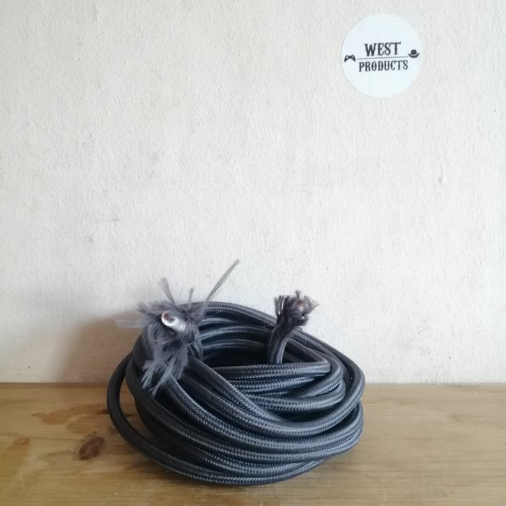 Nieuw: Aansluitsnoer met Viscose (Antraciet) - 5 Meter