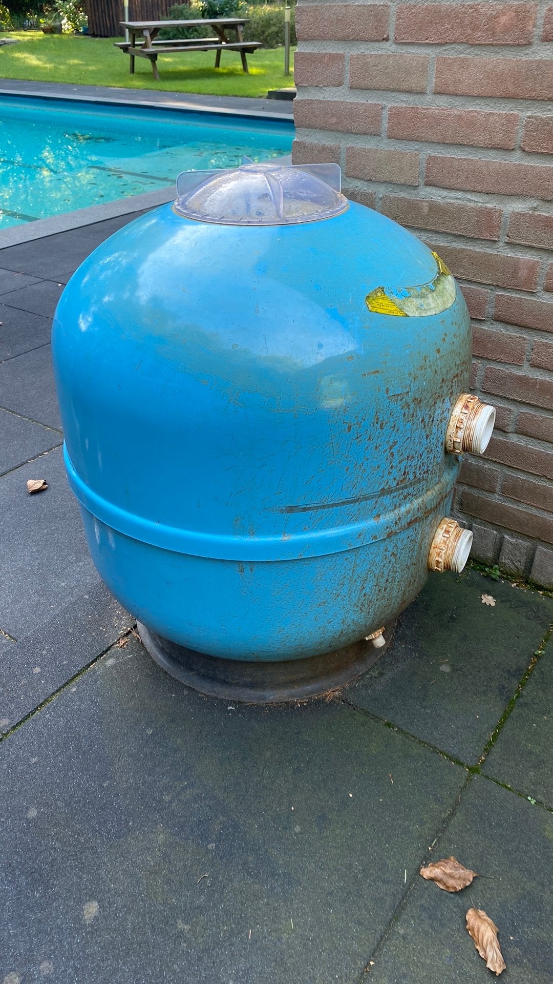 Gratis oude waterfilter van zwembad, Tuin en Terras, Ophalen, Gebruikt, Filter