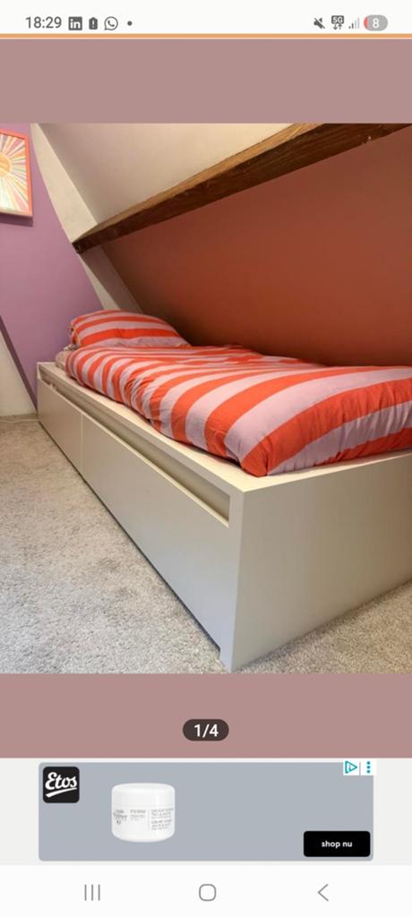 Ikea malm bed 90x200, Ophalen, Gebruikt, 90 cm, Eenpersoons