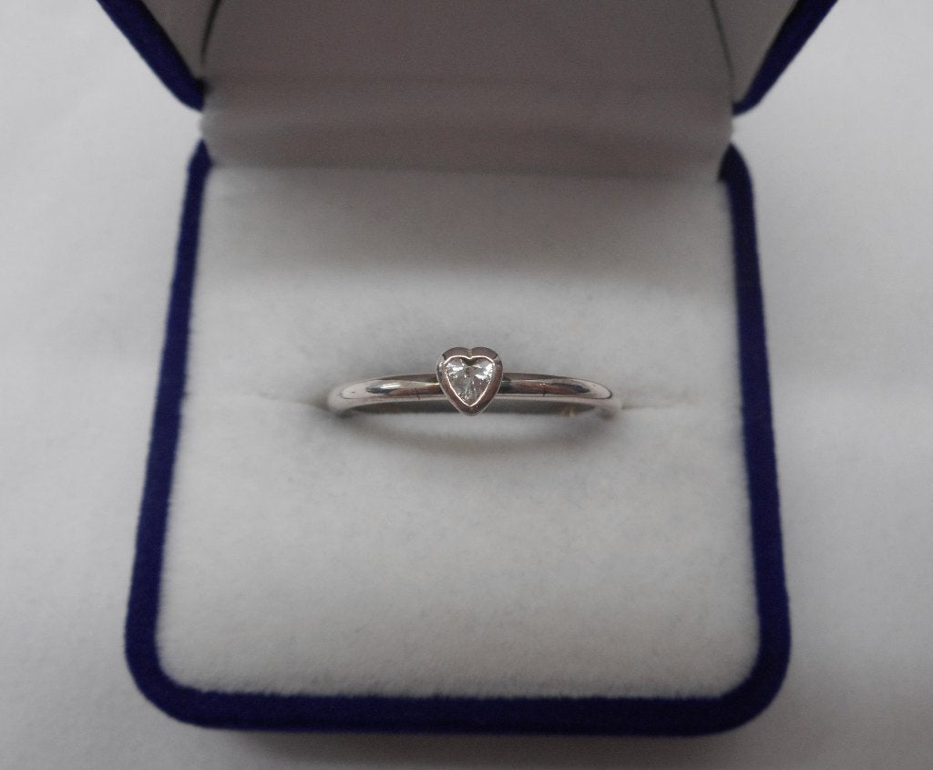 Zilveren stapelring met hart maat krap 17 nr.102, Verzenden, Dame, Zilver, Zilver