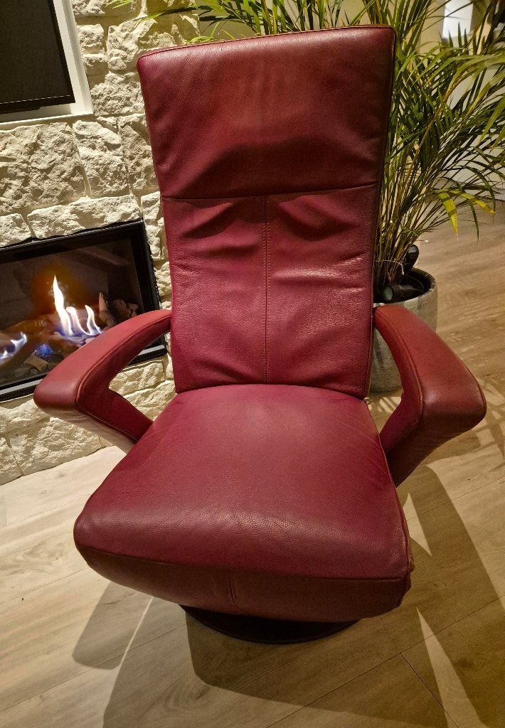 Relax Fauteuil Draaibaar Leer, Huis en Inrichting, Fauteuils, Ophalen, Gebruikt, 50 tot 75 cm, Leer