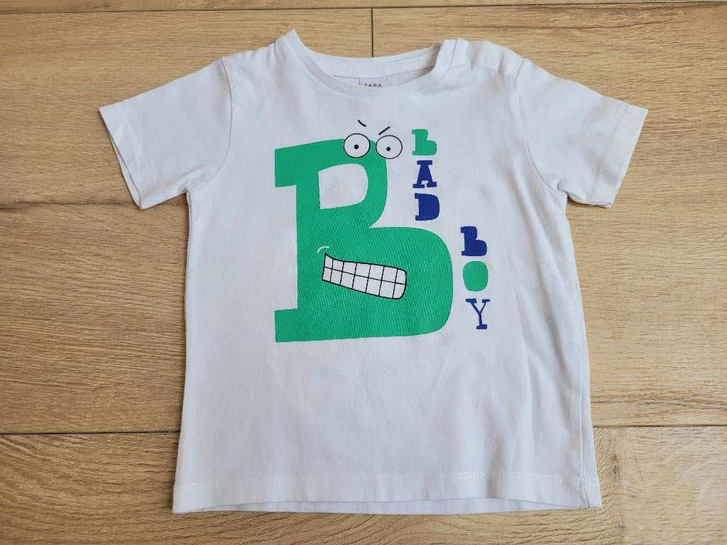 ZARA wit T-shirt met opdruk maat 78 ~ MS3013, Kinderen en Baby's, Babykleding | Maat 74, Ophalen of Verzenden, Zo goed als nieuw