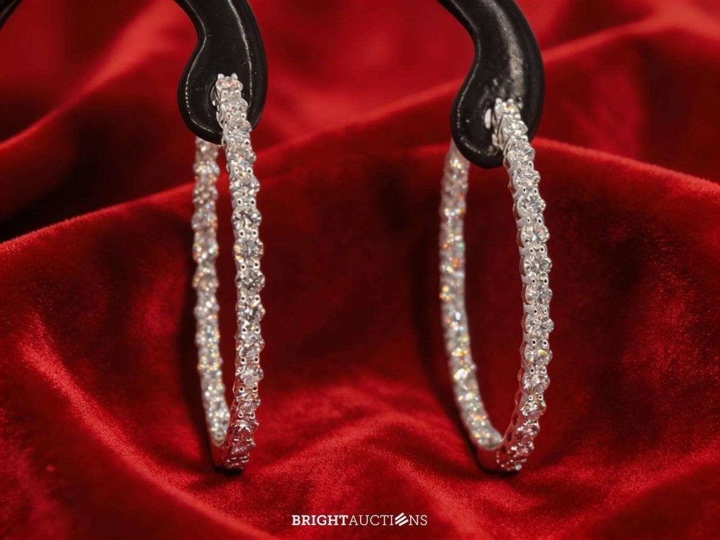 Witgouden loupe oorbellen met hoge kwaliteit diamanten, Hangers, Diamant, Wit, Niet ingevuld
