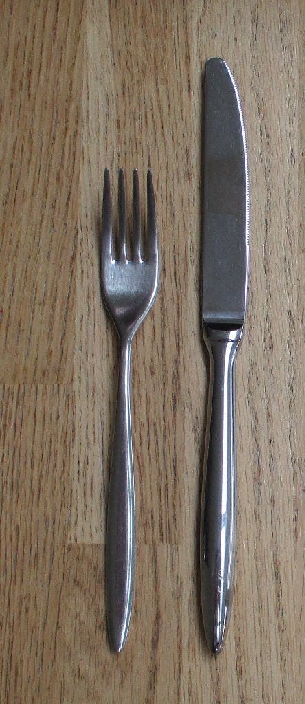 Guy Degrenne 18-10 nice dessertvork 17,8cm, Ophalen of Verzenden, Gebruikt, Rvs of Chroom
